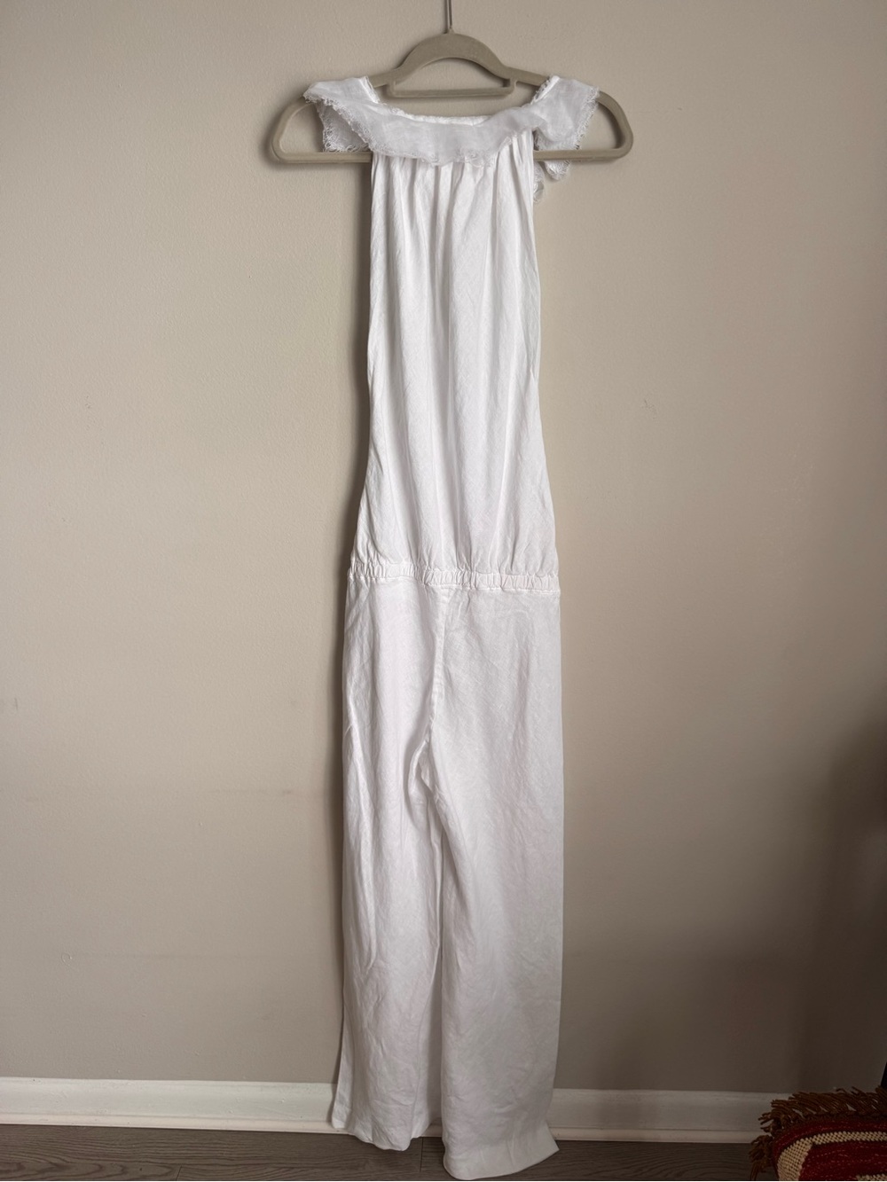 Albar & Niveo 100% Linen White Wide Leg Jumpsuit Size S Boho Coastal Resort - Picture 8 of 12